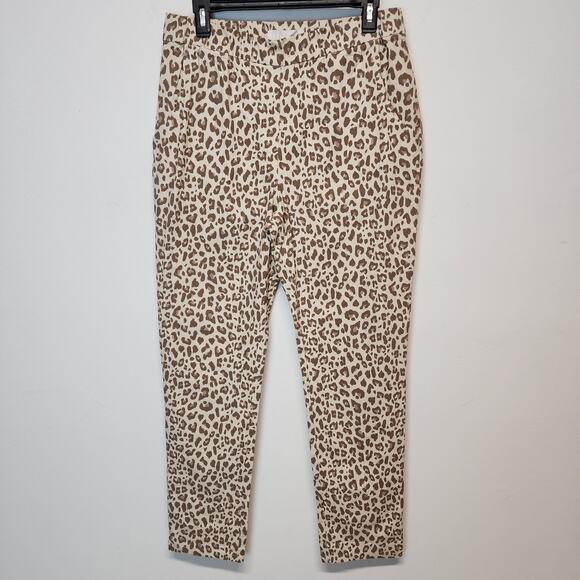 Adyson Parker Leopard Pull On Pants Size 1X Elastic Waist Skinny Leg Chic Mature - Picture 1 of 11